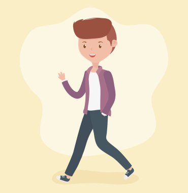 Genç adam yürüyen Avatar karakteri