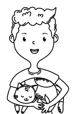 Kedi karikatür tasarımı ile çocuk