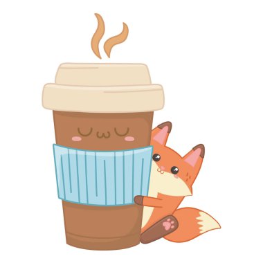 Tilki karikatür tasarım izole Kawaii