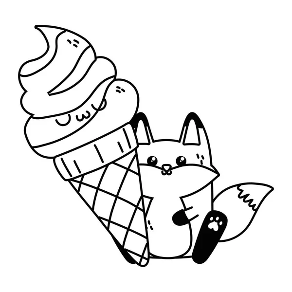 狐狸卡通设计的Kawaii — 图库矢量图片