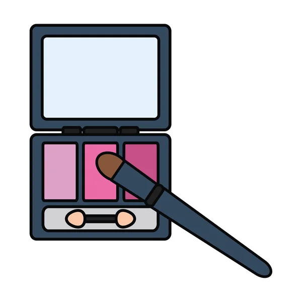 Oogschaduw met borstel en spiegel make-up tekening — Stockvector