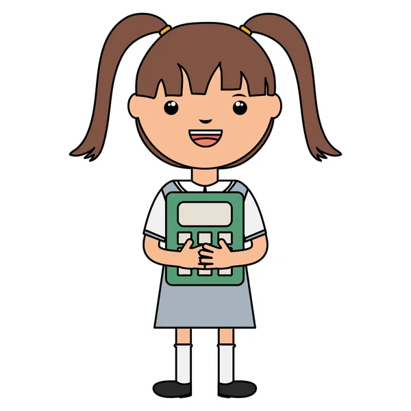 Cute Little student dziewczyna z kalkulatorem — Wektor stockowy