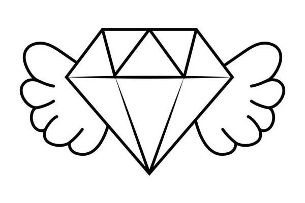 Diamanten mit Flügeln schwarz und weiß — Stockvektor