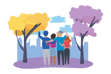 Park tasarımında kadın ve adam avatarları