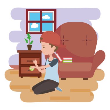 Top tasarımı ile genç çocuk karikatür