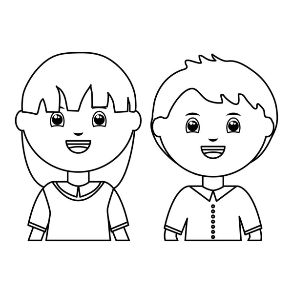 Cute little students couple characters — Stock Vector