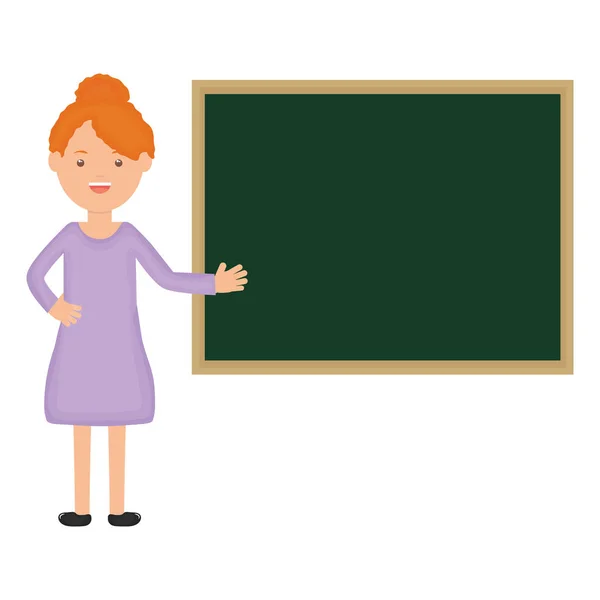 Fiatal női tanár Chalkboard — Stock Vector