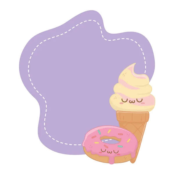 Kawaii de helados diseño de dibujos animados — Vector de stock