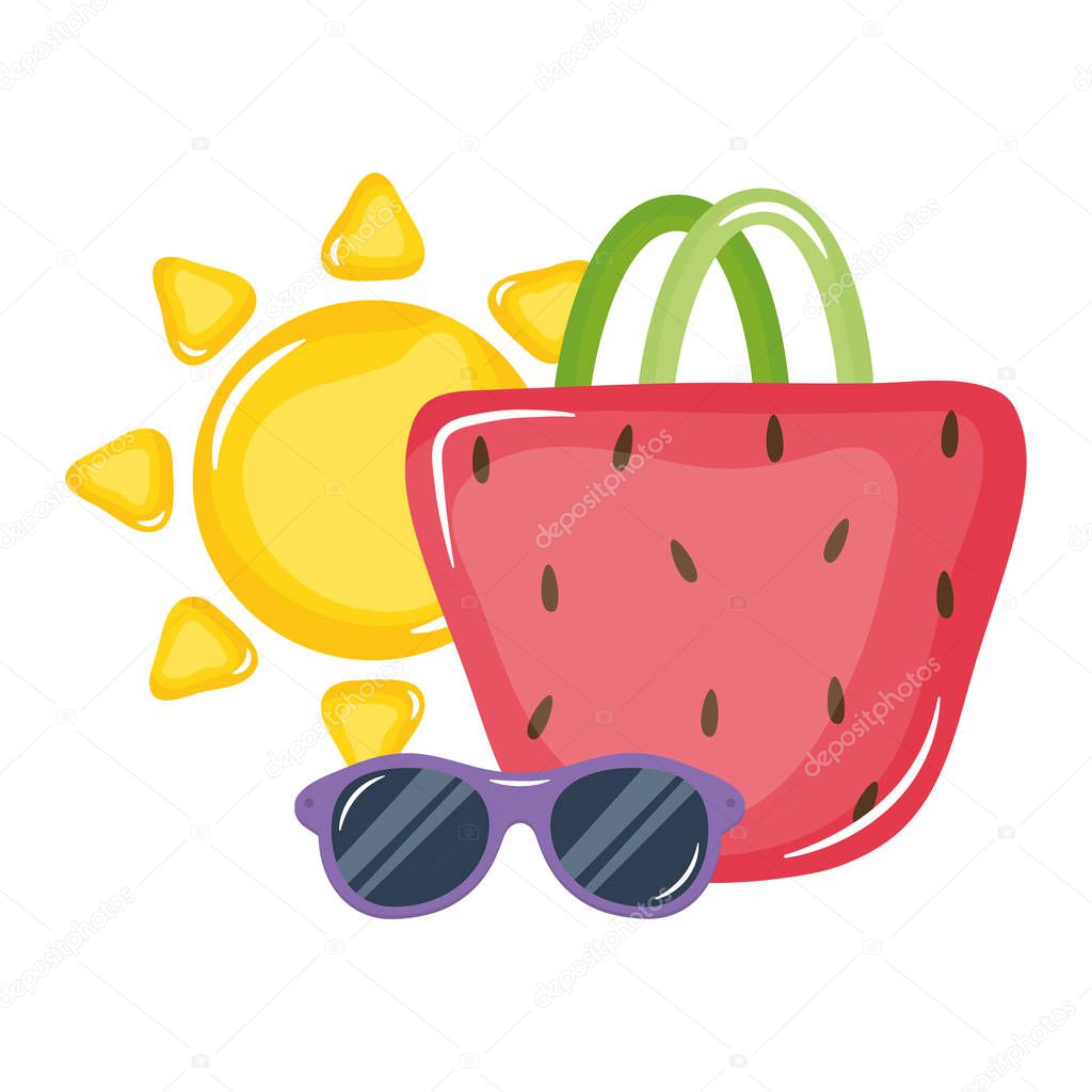 handbag female with sunglasses and summer sun