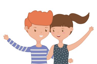 Genç çocuk ve kız karikatür tasarım