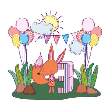 manzara balonlar helyum ile sevimli ve küçük tilki