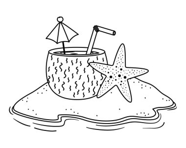 İzole Hindistan cevizi kokteyl tasarım vektör