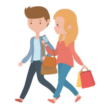 Kadın ve erkek karikatür tasarım çift