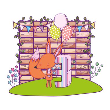 manzara balonlar helyum ile sevimli ve küçük tilki