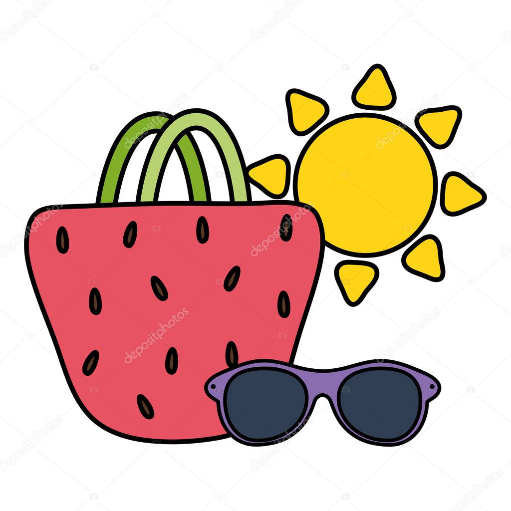 handbag female with sunglasses and summer sun