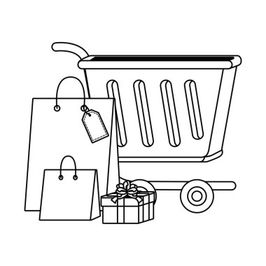 Alışveriş sepeti simge tasarım vektör illüstrasyon