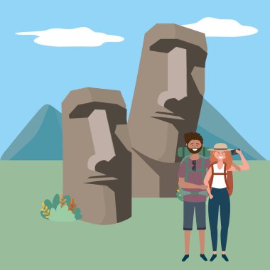 Paskalya Adası Tasarım Moai heykeli