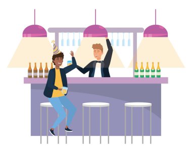 Bir bar tasarımında izole erkekler