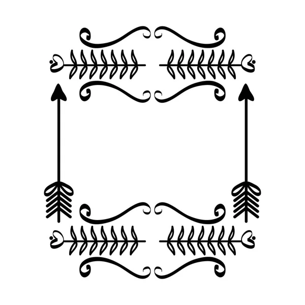 Cadre carré avec des flèches indiennes style boho — Image vectorielle