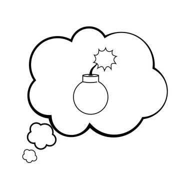 Siyah ve beyaz pop sanat patlayıcı bomba karikatür