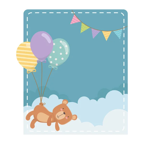 Diseño de dibujos animados y globos de oso de peluche — Vector de stock