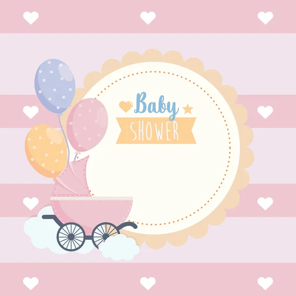 Label of baby shower poster celebration — Stock Vector