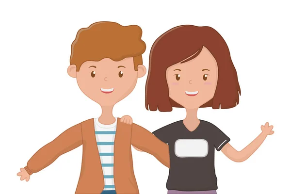 Diseño de Chica y Niño Amistad — Vector de stock