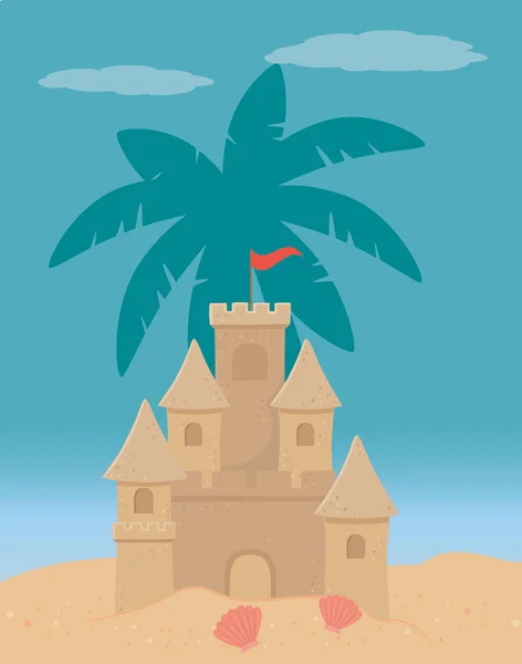 ビーチデザインの砂の城 — ストックベクタ