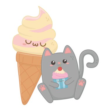 Kawaii kedi karikatür tasarım