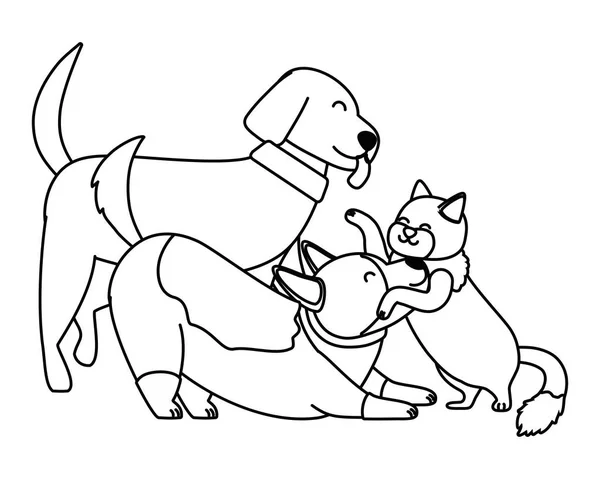 Dessin animé chat et chien — Image vectorielle