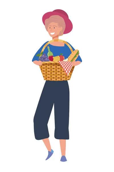 Mujer de dibujos animados con diseño de picnic — Vector de stock
