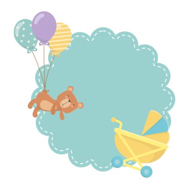 Bebek arabası ve oyuncak ayı tasarımı