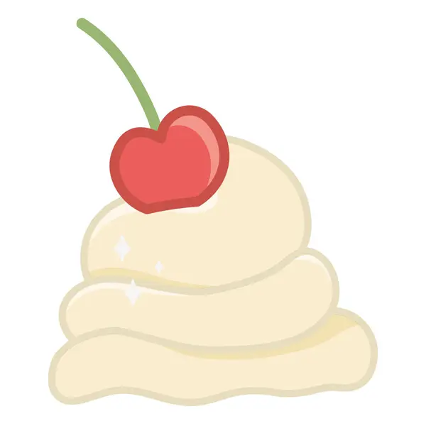 甜和美味的奶油与樱桃设计 — 图库矢量图片