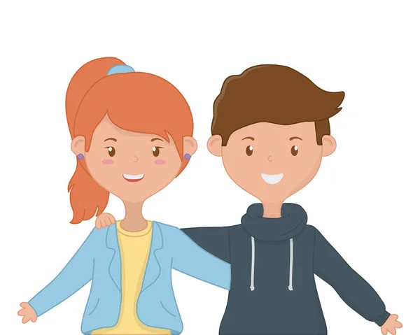 Diseño de Chica y Niño Amistad — Vector de stock