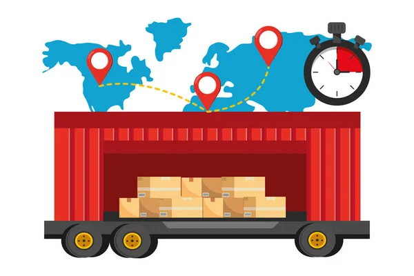 Serviço de rastreamento de entrega logística de transporte — Vetor de Stock
