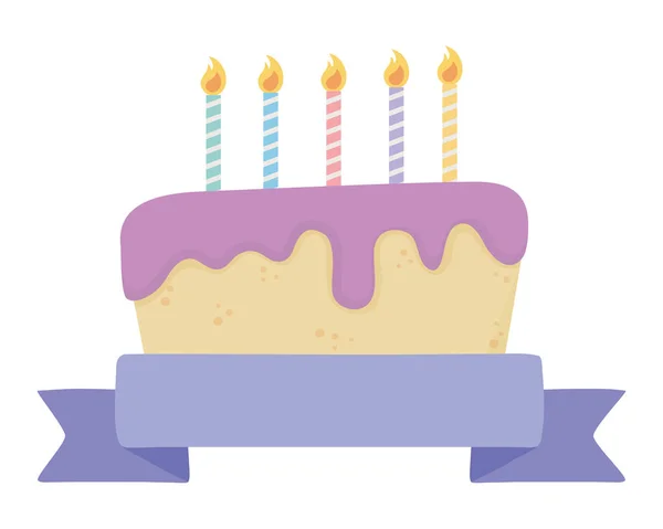 З днем народження та святкування дизайну торта — стоковий вектор