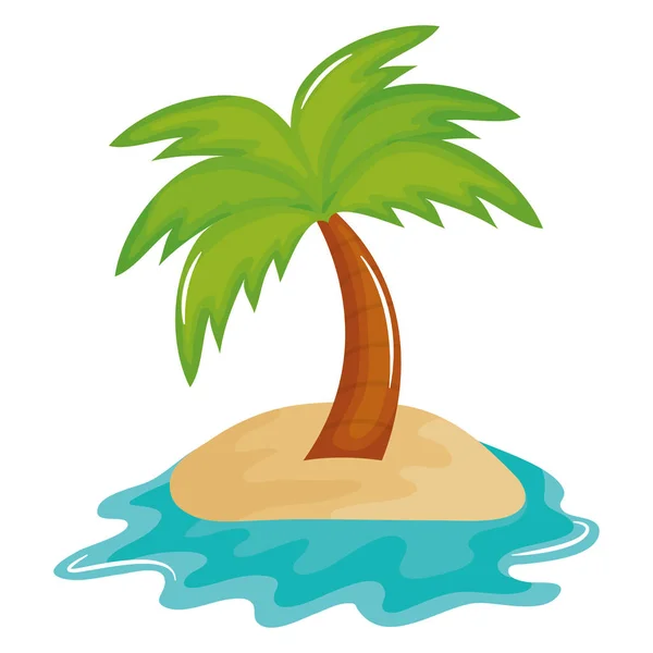 Arbre palmier plage île été icône — Image vectorielle