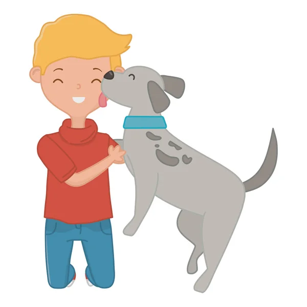 Junge mit Hund Cartoon-Design — Stockvektor