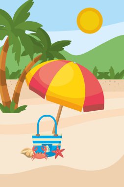 Yaz ve tatil simgesi set tasarım