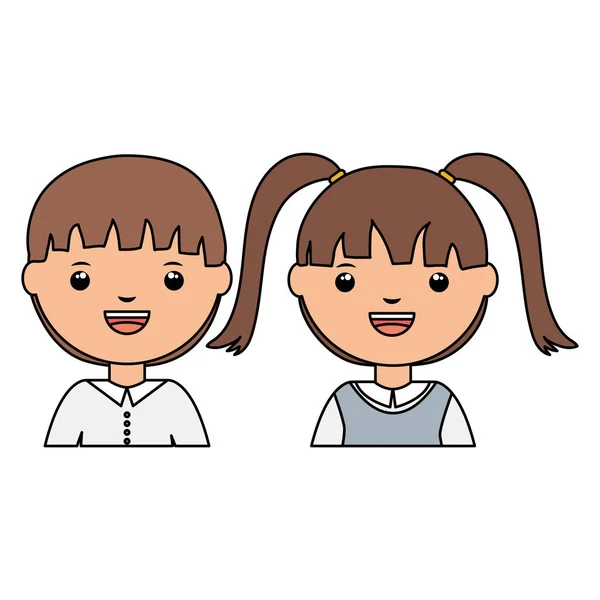 Симпатичные маленькие студенты пара символов — стоковый вектор