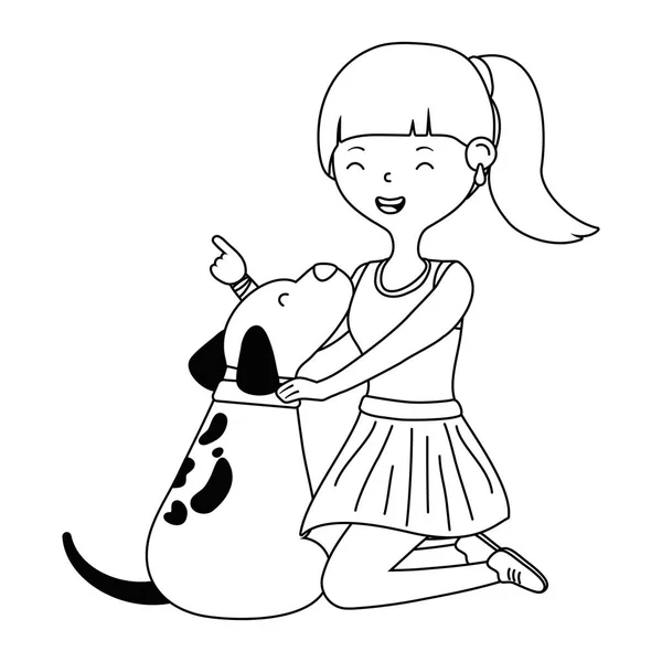 Fille avec dessin animé pour chien — Image vectorielle