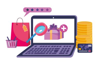 Alışveriş online simge tasarım vektör illüstrasyon