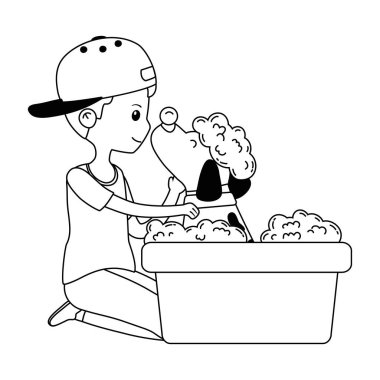 Köpek karikatür tasarımı ile çocuk