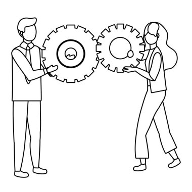 İşadamı ve iş kadını avatar tasarım vektör illüstrasyon