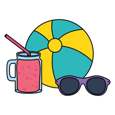 güneş gözlüğü ve meyve suyu ile plaj balonu