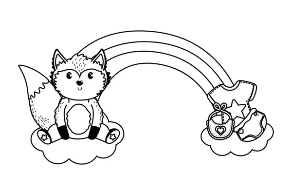 Fox y bebé ducha símbolo de diseño — Vector de stock