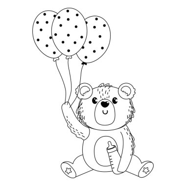 Ayı ve bebek sembolü tasarım duş