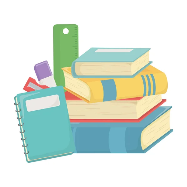 Livres et fournitures scolaires design — Image vectorielle