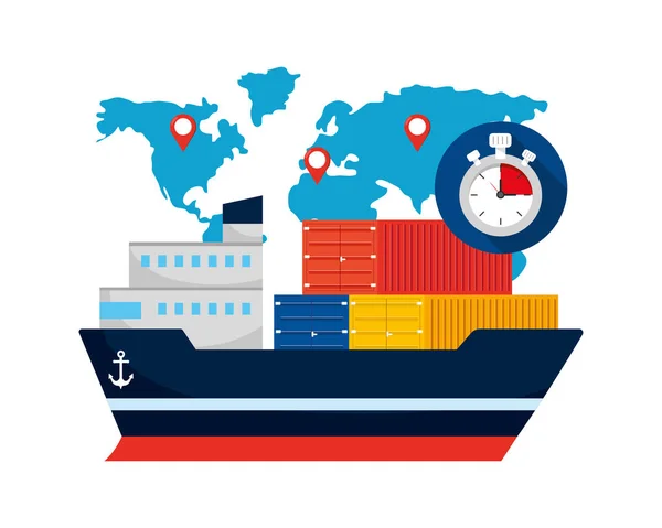 Serviço de rastreamento de entrega logística de transporte —  Vetores de Stock