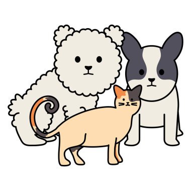 küçük köpekler ve kedi adorables masbebek karakterleri